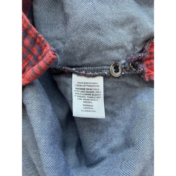 TREASURE AND BOND Red Flannel Button Up Long‎ Sleeve Top Size Medium - Picture 6 of 6